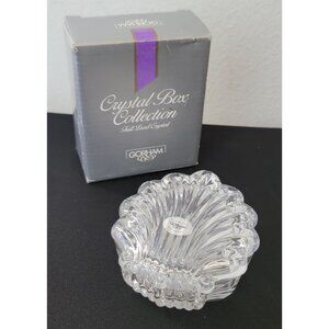 Gorham Chantilly Shell Trinket Box 4" Full Lead Crystal West Germany